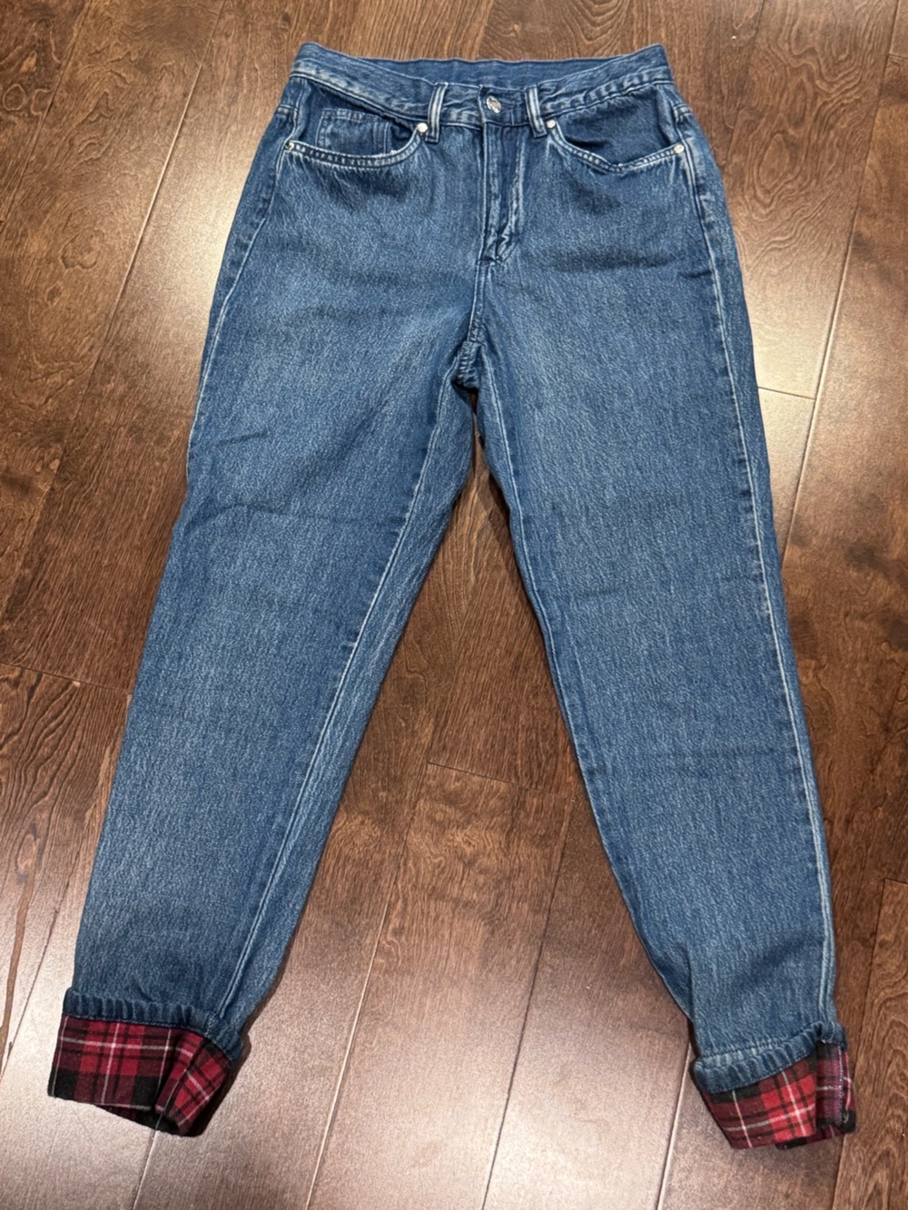 VENUS Indigo Plaid detail ankle Jeans